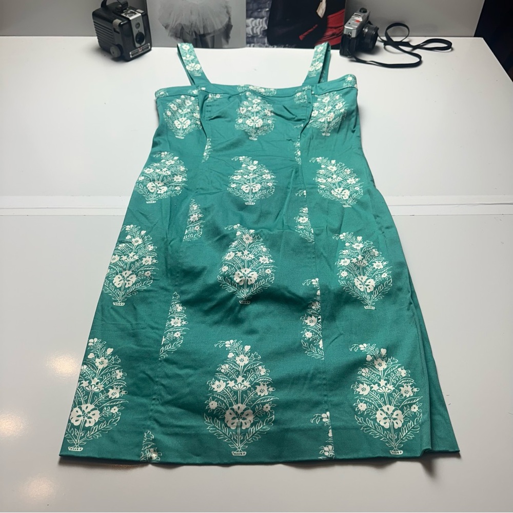 Classic 2000s Jones New York Cotton SundressTeal Floral CottagecoreSummer Garden - Picture 2 of 13